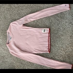 tommy long sleeve light pink top super cute